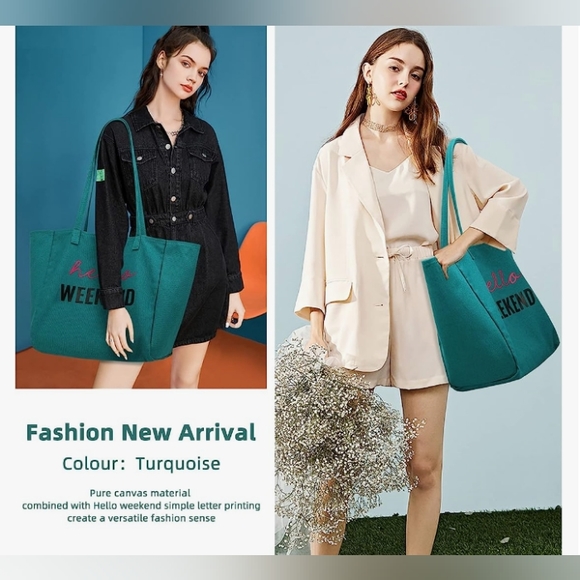 See Updated listing Max offer's Hello Weekend Pink Word print Large Totebag - Picture 12 of 15